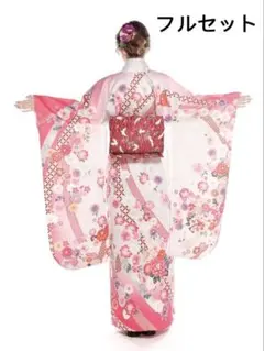 フルセット振袖洗えるピンクホワイト格安