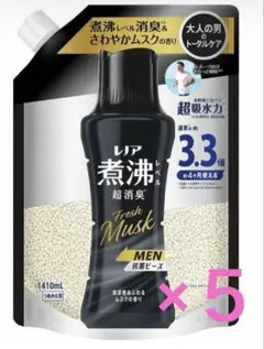 レノアビーズ MEN 清潔感あふれるムスクの香り つめかえ1410mL×5点