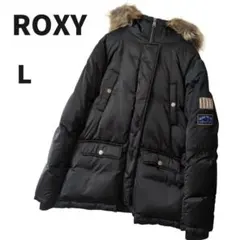 ロキシー ROXY　ダウンジャケット　コート　フード付　黒　L　Y2K　ワッペンのサムネイル
