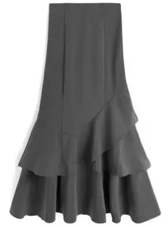 即購入OK❤︎GRL ティアードフリルアシンメトリーマーメイドスカート グレー S