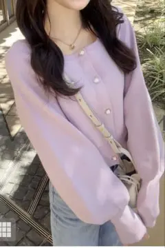 GRL kz234 ラグランスリーブパールボタンニットカーディガン