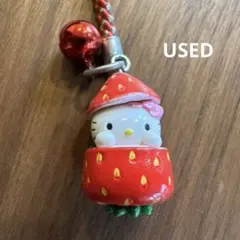 ご当地キティ 福岡限定 あまおう いちご ハローキティ 根付 ストラップ 中古