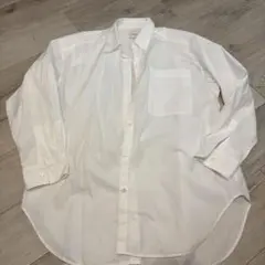 スピックアンドスパン 23AW 50コットンオーバーシャツ 白 フリー 袖 