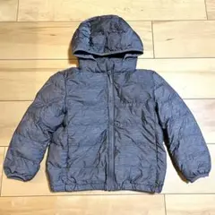 【美品】110 UNIQLOグレー フード付きダウンジャケット