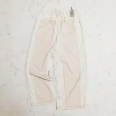 新品 ニコアンド デニムパッチワークパンツ アイボリー イージーパンツ L