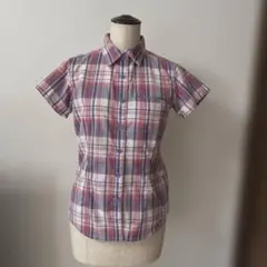 [美品]モンベル　チェックシャツ　パープル　ピンクのサムネイル