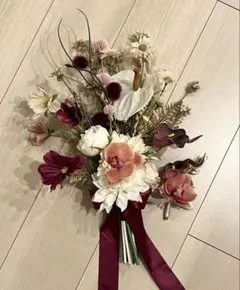 ブーケ・ブートニア　アーティフィシャルフラワー　結婚式　前撮り　ピンク　胡蝶蘭