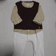 petit main 80サイズ セパレート風カバーオール　ベスト付き