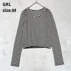 【GRL グレイル】肩見せボーダーカットソー 長袖【M】