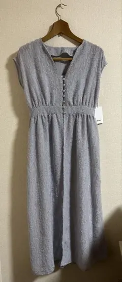 新品　kaene ジャガードジレドレス　ロングワンピース　ブルーグレー　日本製