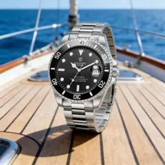 新品 メンズ腕時計 ダイバーズウォッチ ブラック クォーツ 42mm