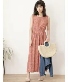 fifth リーフ柄ロングワンピース