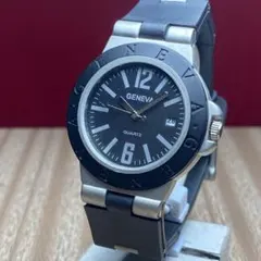 【美品】GENEVA クォーツ デイト 日本製ムーブメント 電池交換済 稼働品