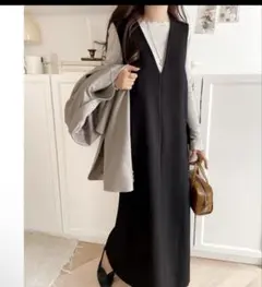 【美品】 CLASSICAL ELF 黒 Vネック ジャンパースカート