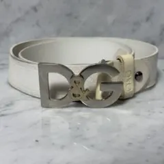 DOLCE&GABBANA D&G ベルト ホワイト 本革 ロゴ レザーベルトのサムネイル