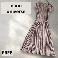 ナノユニバース サテンマルチプリーツワンピース フレンチスリーブ ピンク Fのサムネイル