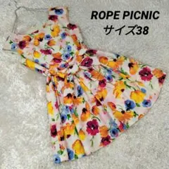 レディース☆ロペピクニック　春夏　ワンピース　ノースリーブ　花柄総柄　裏地38M
