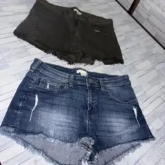 ダメージ加工ショートパンツ2点セット