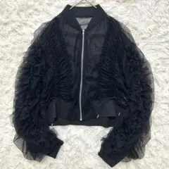 FURFUR フリルスリーブチュールブルゾン ブラックのサムネイル
