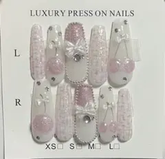 ネイルチップ ハンドメイド オーダー サクランボネイル