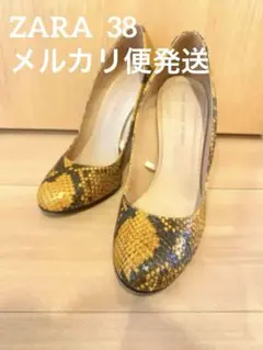 ZARA イエローパイソン柄本革 ピンヒールのサムネイル