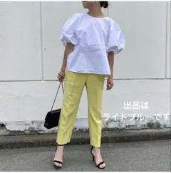 再々値下げ！美品　BLANC 半袖　パフスリーブブラウス　ライトブルー