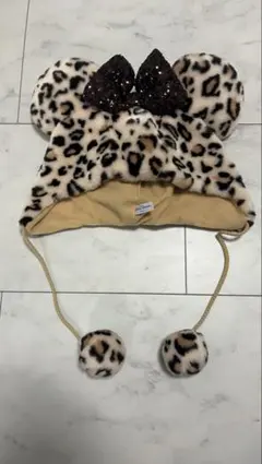 ヒョウ柄ミッキー型帽子