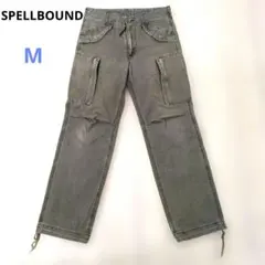 SPELLBOUND ワークパンツ　チノパン　M（W80）レザー使い　カーキ色のサムネイル