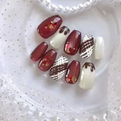 ネイルチップ　サイズオーダー　マグネット　ボルドー　バレンタイン　チョコ