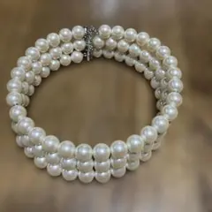 3連ネックレス　チョーカー　パール