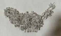 ブライダル ヘアアクセサリー 花 パール シルバー コーム付き 結婚式 前撮り