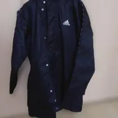 adidas フリース裏地 ベンチコート ネイビー