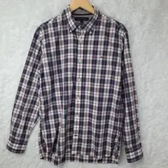 【人気】トミーヒルフィガー 長袖 チェックシャツ カスタムフィット Lサイズ