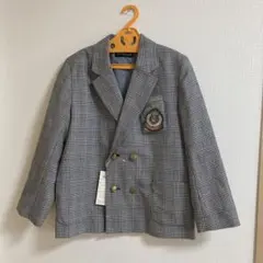 新品 SURGEON 130グレーチェック ダブルジャケット 金ボタン ワッペン