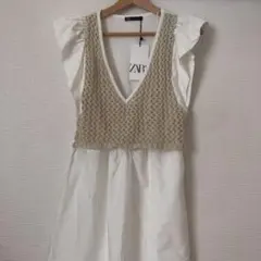 ZARA コントラストベストワンピース