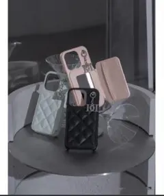 ♡未使用♡ Darich キルティングミラー iPhone15 ケース 黒 ダーリッチ Darich キルティングミラーDDチャームiPhoneケース