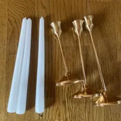 ホワイトキャンドル4本とゴールドホルダーセット