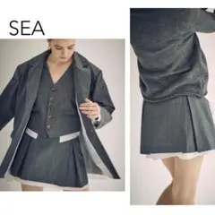 SEA SERGE OVERLYING ボックスプリーツミニスカート