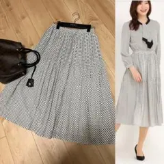 新品　ストロベリーフィールズ　スカート　プリーツ　ドット　ロング　ホワイト