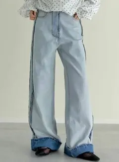 【新品】Re：EDIT ワイドストレートリバースデニム　低身長向けМCサイズ