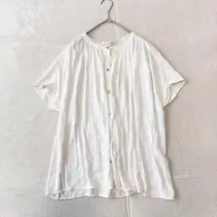 ルグラジック le glazik ノーカラー フレンチスリーブ ブラウス 日本製 