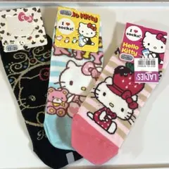 【新品未使用】ハローキティ　靴下　3足セット　23〜25㌢のサムネイル