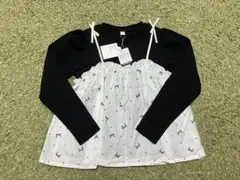 [新品]長袖カットソー 黒と白のコンビネーション　140cm