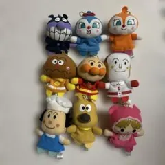 アンパンマン　指人形　ぬいぐるみマスコット　キーホルダー　９個セット