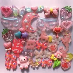 ハンドメイド♡デコパーツ♡ピンク♡リボン、くま、ユニコーン、花、ハート、蝶49