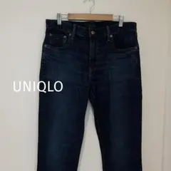 【超美品】 UNIQLO ユニクロ メンズ ストレート デニム インディゴ 濃い