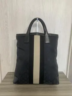 GUCCI トートバッグ　シェリーライン　GG柄　キャンバス　ブラック　レザー