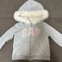 GAP ファーフード付きパーカー グレー 100cm