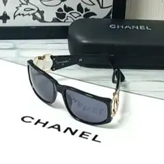 CHANEL シャネル サングラス ブラック ココマーク GD金具 ウエリントン