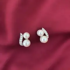 二粒パール イヤリング シルバー スワロフスキー 上品小ぶり フォーマル 結婚式
